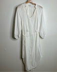 VINCE 100% Cotton Gauze White Long Sleeve Midi Dress Coverup