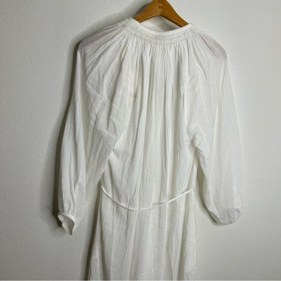Vince VINCE 100% Cotton Gauze White Long Sleeve Midi Dress Coverup - Cotton