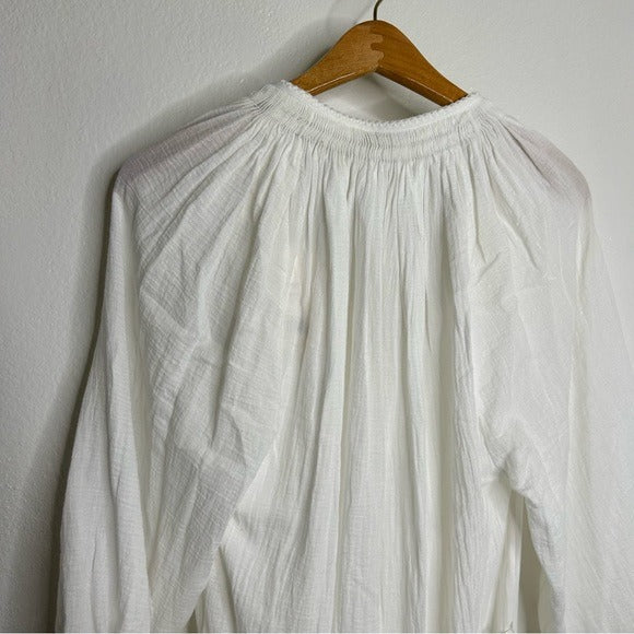 Vince VINCE 100% Cotton Gauze White Long Sleeve Midi Dress Coverup - Cotton