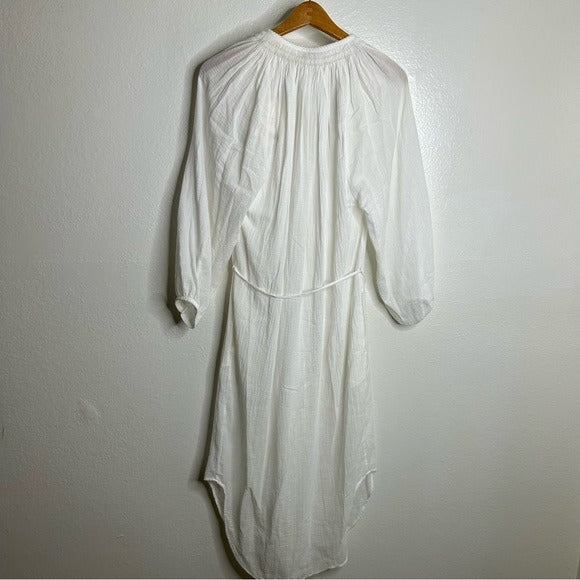 Vince VINCE 100% Cotton Gauze White Long Sleeve Midi Dress Coverup - Cotton
