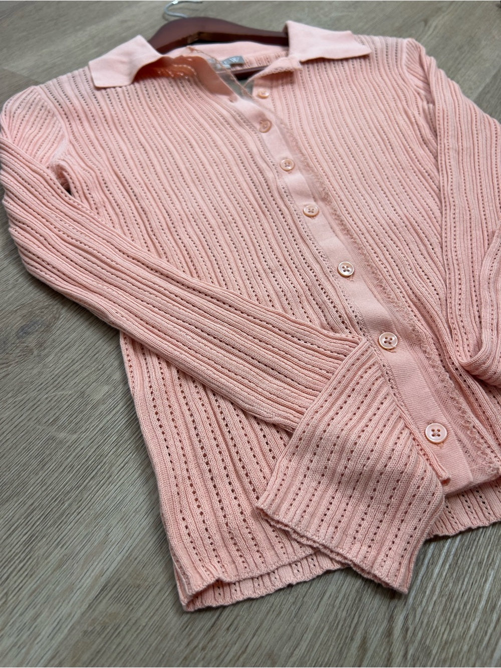 J. Crew J. Crew 100% Cotton Knit Collared Button Down Sweater Top Peach - Cotton