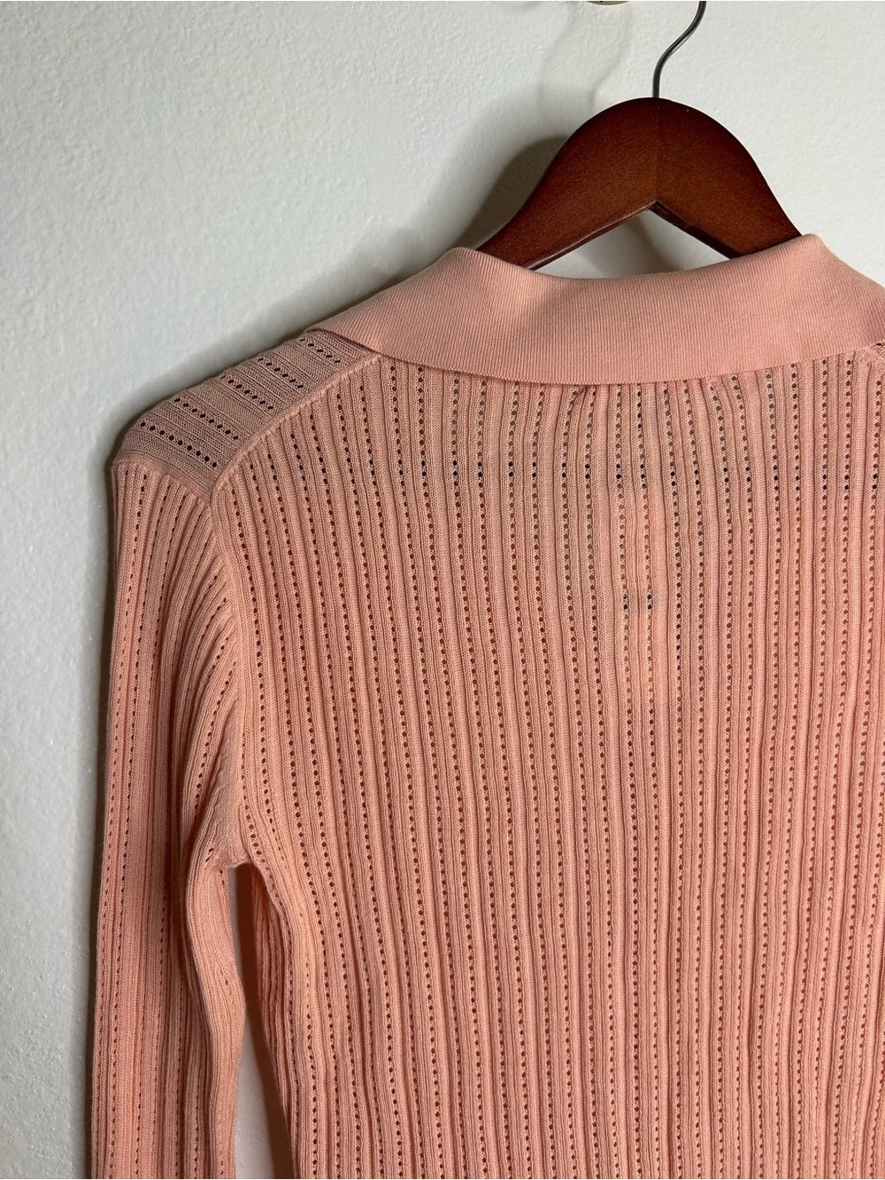 J. Crew 100% Cotton Knit Collared Button Down Sweater Top Peach