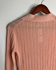 J. Crew 100% Cotton Knit Collared Button Down Sweater Top Peach