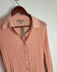 J. Crew 100% Cotton Knit Collared Button Down Sweater Top Peach