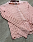 J. Crew 100% Cotton Knit Collared Button Down Sweater Top Peach