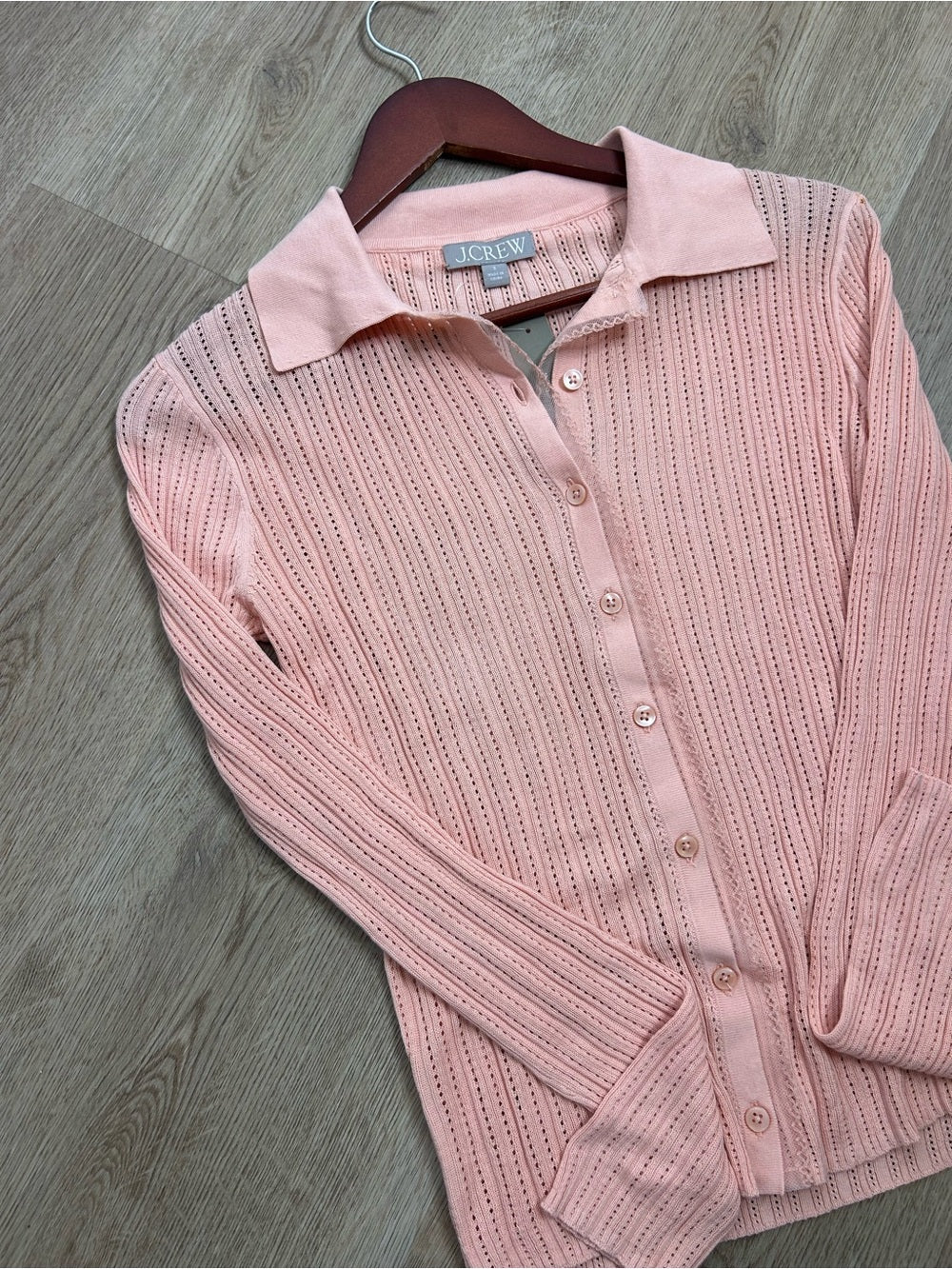J. Crew J. Crew 100% Cotton Knit Collared Button Down Sweater Top Peach - Cotton