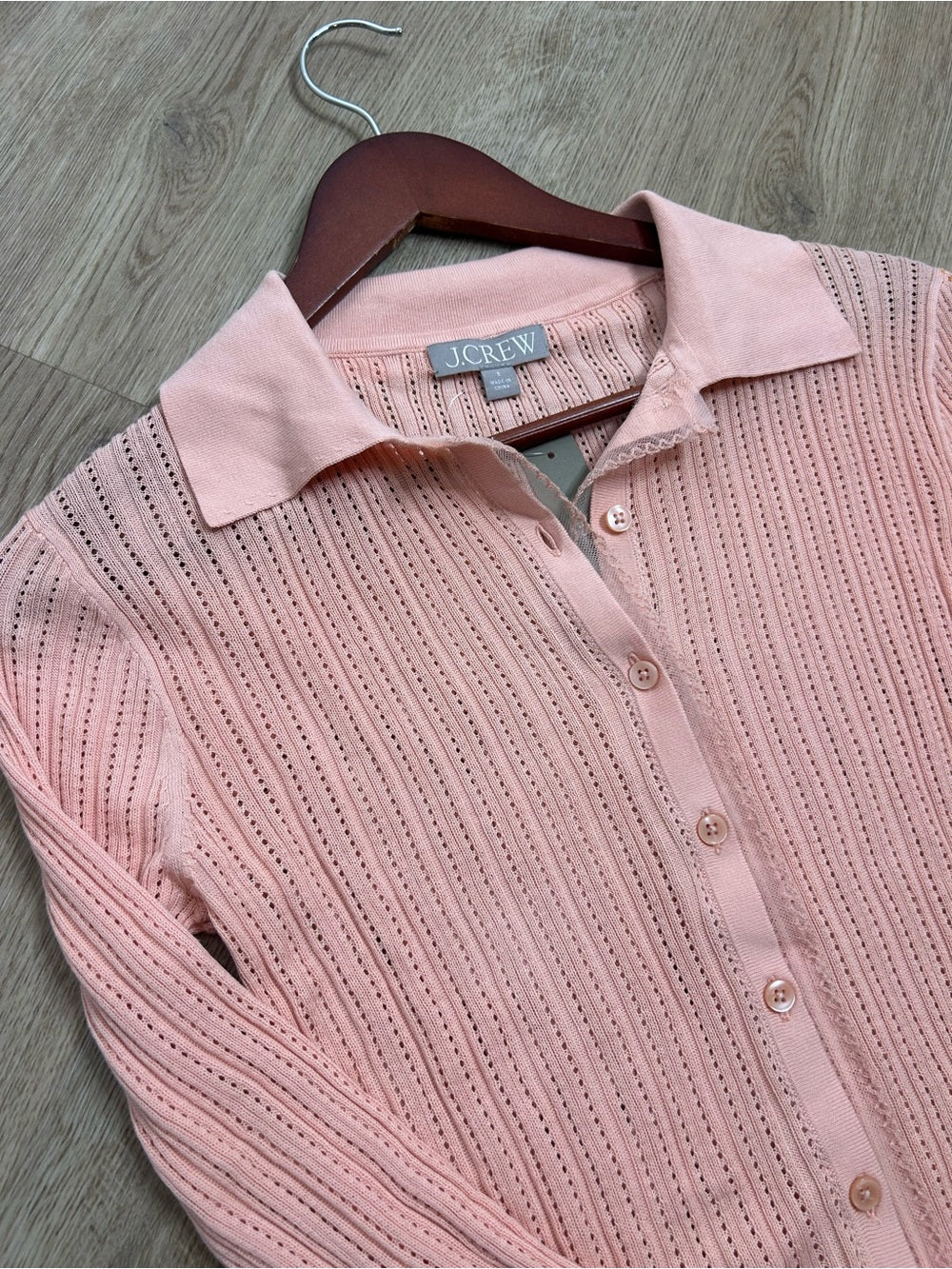 J. Crew J. Crew 100% Cotton Knit Collared Button Down Sweater Top Peach - Cotton