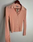 J. Crew 100% Cotton Knit Collared Button Down Sweater Top Peach