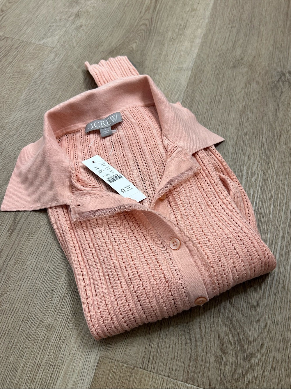 J. Crew 100% Cotton Knit Collared Button Down Sweater Top Peach
