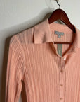 J. Crew 100% Cotton Knit Collared Button Down Sweater Top Peach
