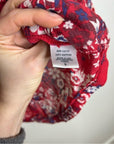 Xirena 100% Cotton Red Floral Lightweight Button Down Long Sleeve Blouse