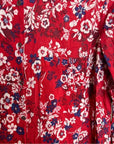 Xirena 100% Cotton Red Floral Lightweight Button Down Long Sleeve Blouse
