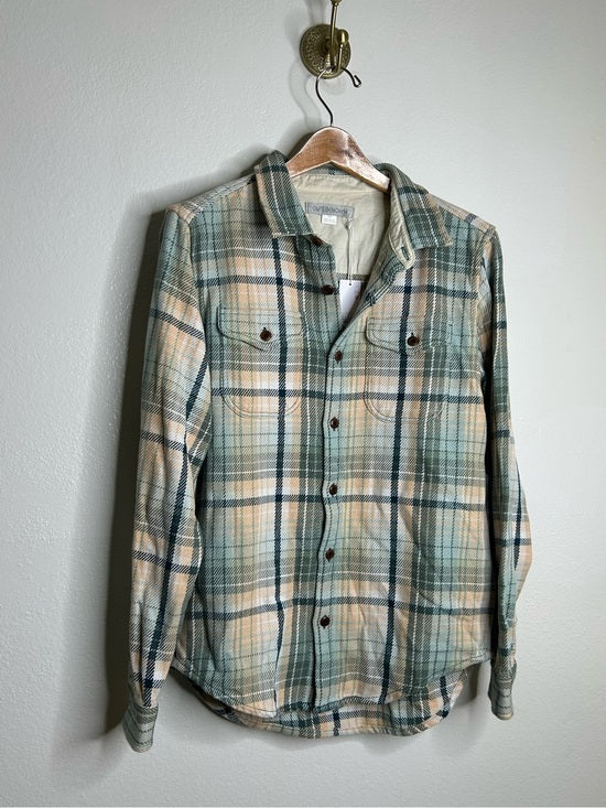 Outerknown Outerknown 100% Organic Cotton Teal Neutral Check Blanket Shirt Button Down - Cotton