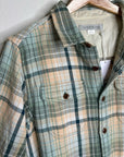 Outerknown 100% Organic Cotton Teal Neutral Check Blanket Shirt Button Down