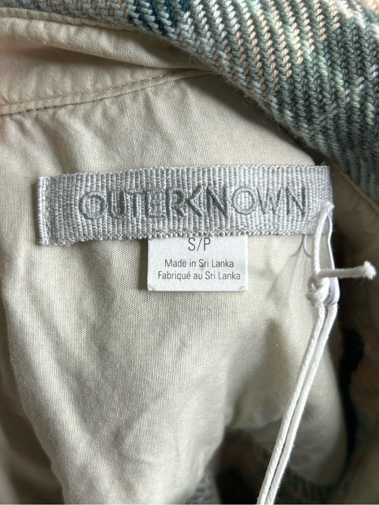 Outerknown 100% Organic Cotton Teal Neutral Check Blanket Shirt Button Down