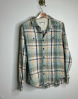 Outerknown 100% Organic Cotton Teal Neutral Check Blanket Shirt Button Down