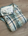 Outerknown 100% Organic Cotton Teal Neutral Check Blanket Shirt Button Down