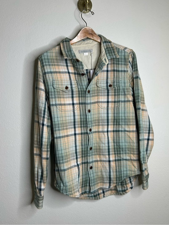Outerknown Outerknown 100% Organic Cotton Teal Neutral Check Blanket Shirt Button Down - Cotton