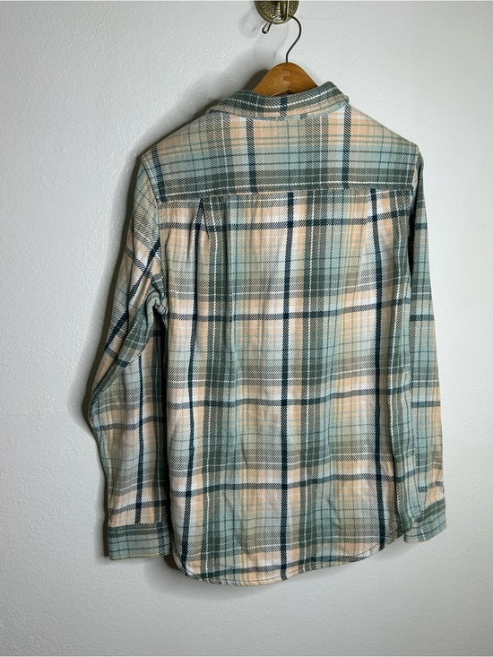 Outerknown 100% Organic Cotton Teal Neutral Check Blanket Shirt Button Down