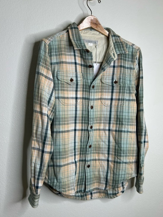 Outerknown 100% Organic Cotton Teal Neutral Check Blanket Shirt Button Down