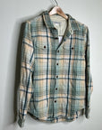Outerknown 100% Organic Cotton Teal Neutral Check Blanket Shirt Button Down