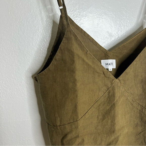 MATE the Label MATE The Label 100% Linen Green Camisole Tank Top - Linen