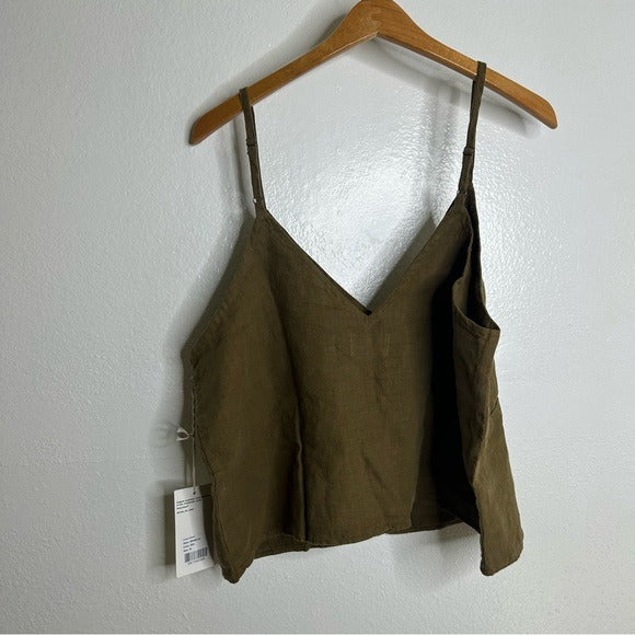 MATE The Label 100% Linen Green Camisole Tank Top