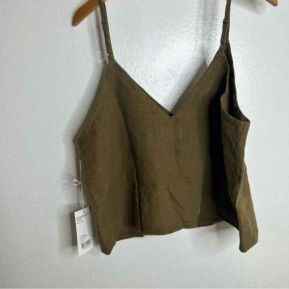 MATE The Label 100% Linen Green Camisole Tank Top