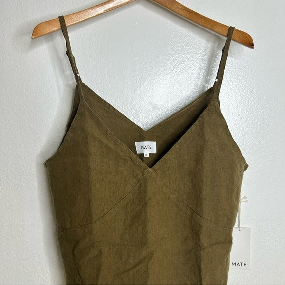 MATE The Label 100% Linen Green Camisole Tank Top