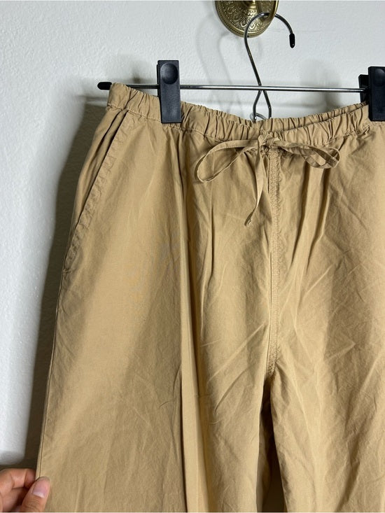 Nation LA 100% Pima Cotton Poplin Lucia Tie Waist Wide Leg Pant in Toffee