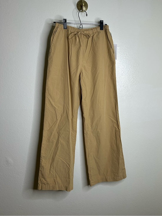 Nation LA 100% Pima Cotton Poplin Lucia Tie Waist Wide Leg Pant in Toffee