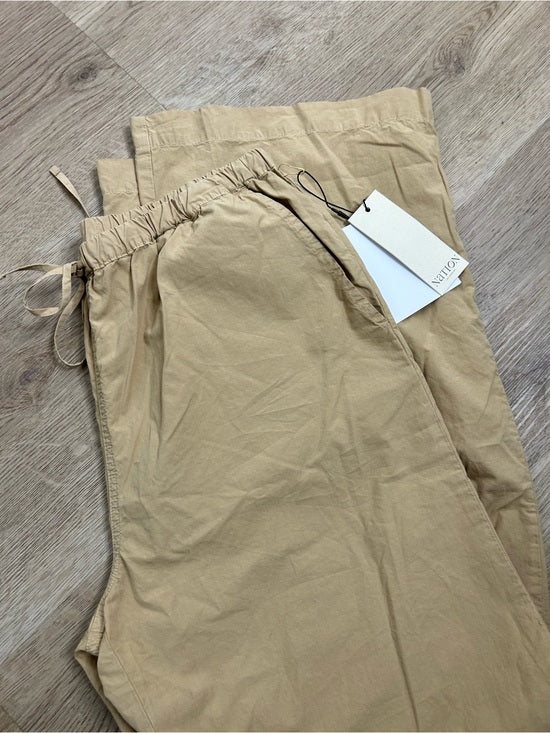 Nation LA 100% Pima Cotton Poplin Lucia Tie Waist Wide Leg Pant in Toffee