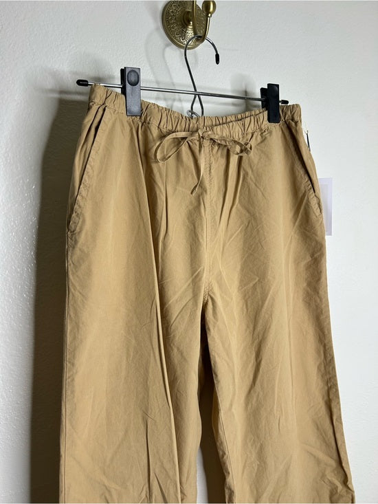 Nation LA 100% Pima Cotton Poplin Lucia Tie Waist Wide Leg Pant in Toffee