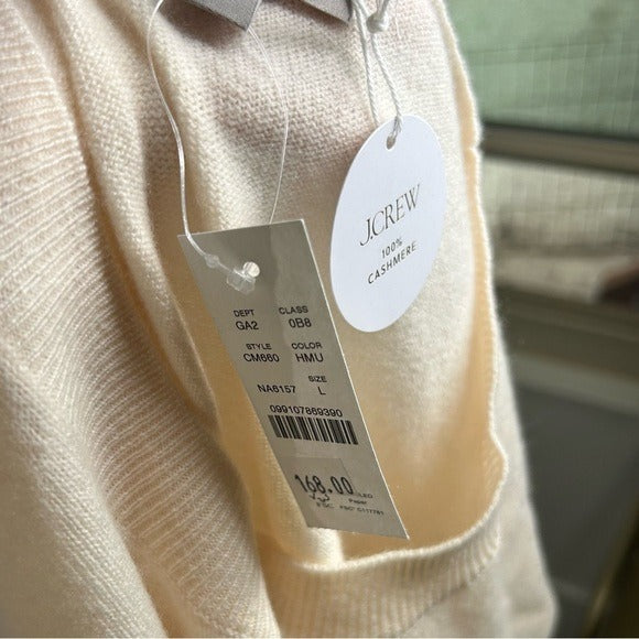 J. Crew 100% Cashmere Relaxed Fit Sweater Vest in Heather Muslin