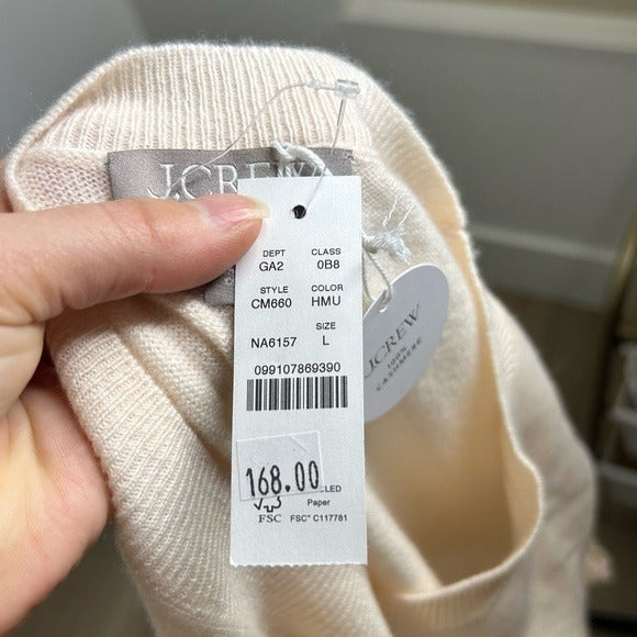 J. Crew 100% Cashmere Relaxed Fit Sweater Vest in Heather Muslin