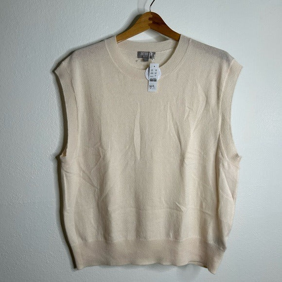 J. Crew J. Crew 100% Cashmere Relaxed Fit Sweater Vest in Heather Muslin - Cashmere