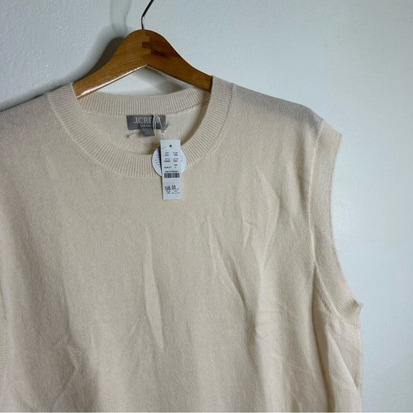 J. Crew J. Crew 100% Cashmere Relaxed Fit Sweater Vest in Heather Muslin - Cashmere