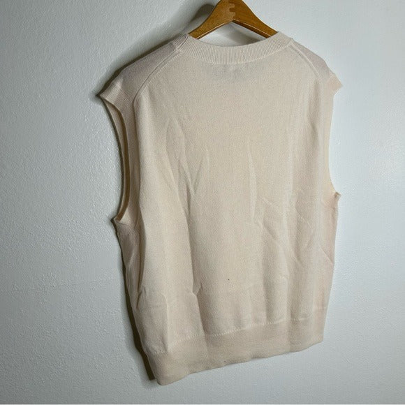 J. Crew J. Crew 100% Cashmere Relaxed Fit Sweater Vest in Heather Muslin - Cashmere