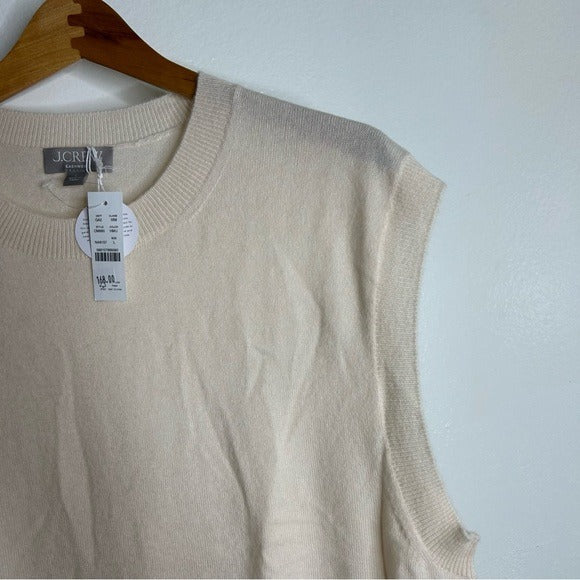 J. Crew 100% Cashmere Relaxed Fit Sweater Vest in Heather Muslin