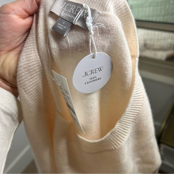 J. Crew 100% Cashmere Relaxed Fit Sweater Vest in Heather Muslin
