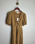 Xirena 100% Cotton Lawsyn Twist Front Short Sleeve Midi Dress in Chester