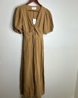 Xirena 100% Cotton Lawsyn Twist Front Short Sleeve Midi Dress in Chester