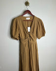 Xirena 100% Cotton Lawsyn Twist Front Short Sleeve Midi Dress in Chester