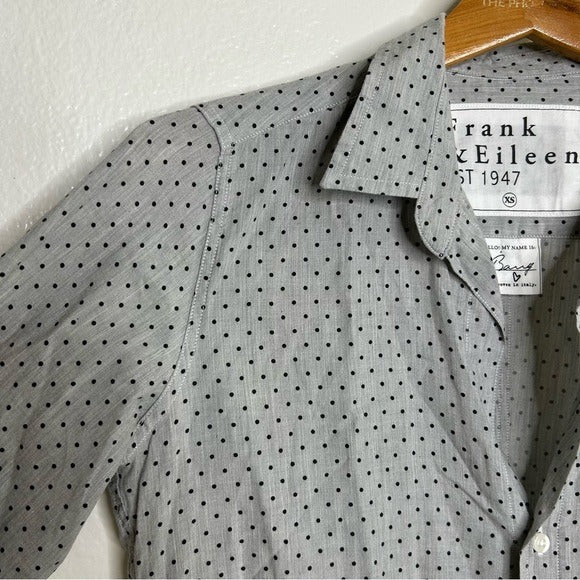 Frank &amp;amp; Eileen Frank &amp;amp; Eileen 100% Cotton Barry Polka Dot Gray Button Down - Cotton