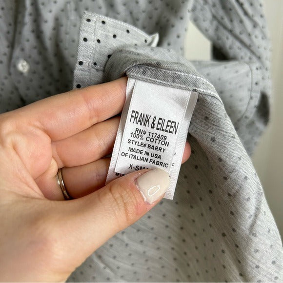 Frank &amp;amp; Eileen Frank &amp;amp; Eileen 100% Cotton Barry Polka Dot Gray Button Down - Cotton