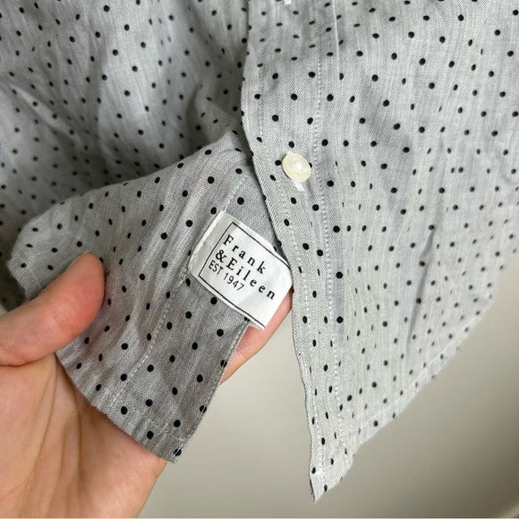 Frank &amp; Eileen 100% Cotton Barry Polka Dot Gray Button Down