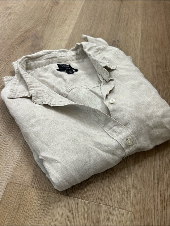 J. Crew J. Crew x Baird McNutt 100% Linen Tan Oatmeal Slim Fit Long Sleeve Button Down - Linen