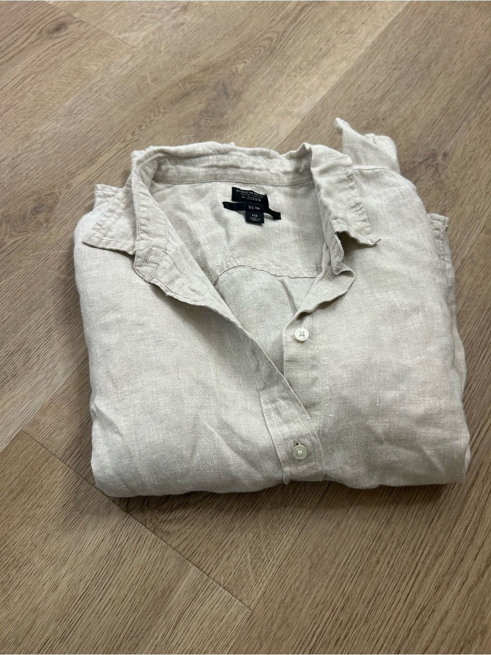 J. Crew J. Crew x Baird McNutt 100% Linen Tan Oatmeal Slim Fit Long Sleeve Button Down - Linen