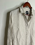 J. Crew x Baird McNutt 100% Linen Tan Oatmeal Slim Fit Long Sleeve Button Down