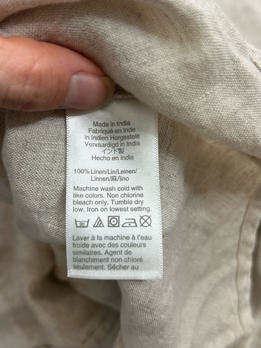 J. Crew x Baird McNutt 100% Linen Tan Oatmeal Slim Fit Long Sleeve Button Down